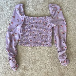 Lavender floral cropped top
